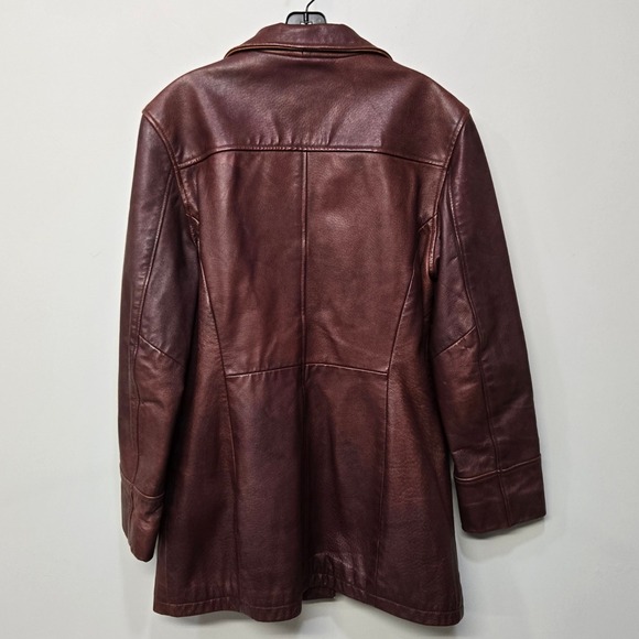 Vintage 90s Y2K Frye Leather Jacket Coat Medium Brown Button Front Hippie Rocker - Picture 2 of 9